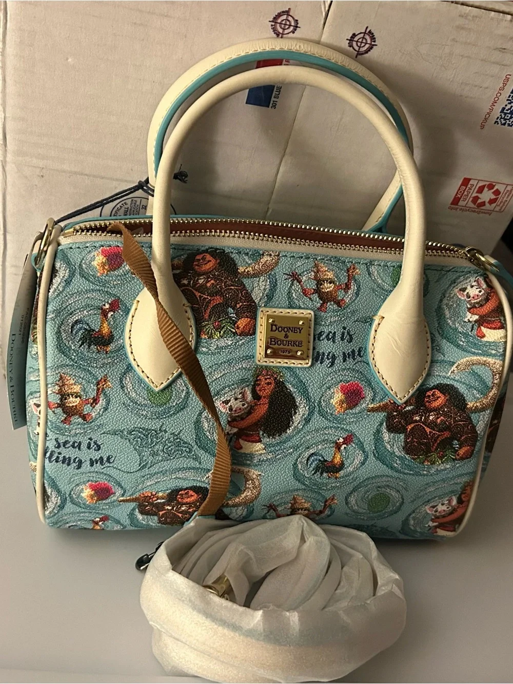Disney Moana Dooney & Bourke Barrel Satchel Crossbody Purse NWT